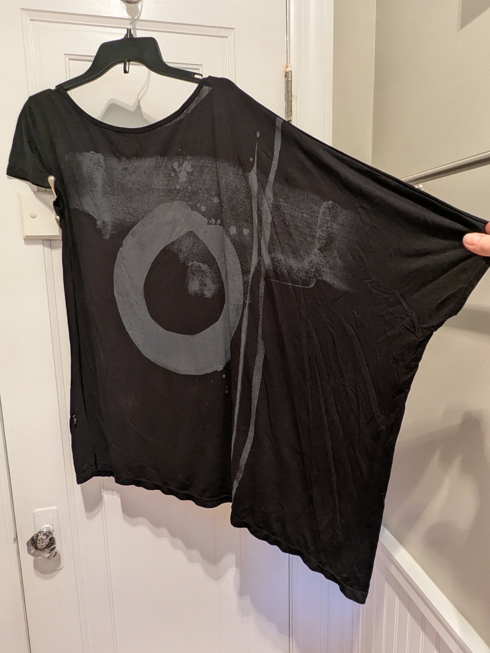 Psylo Edgy Black Graphic Asymmetric Bamboo Tee
